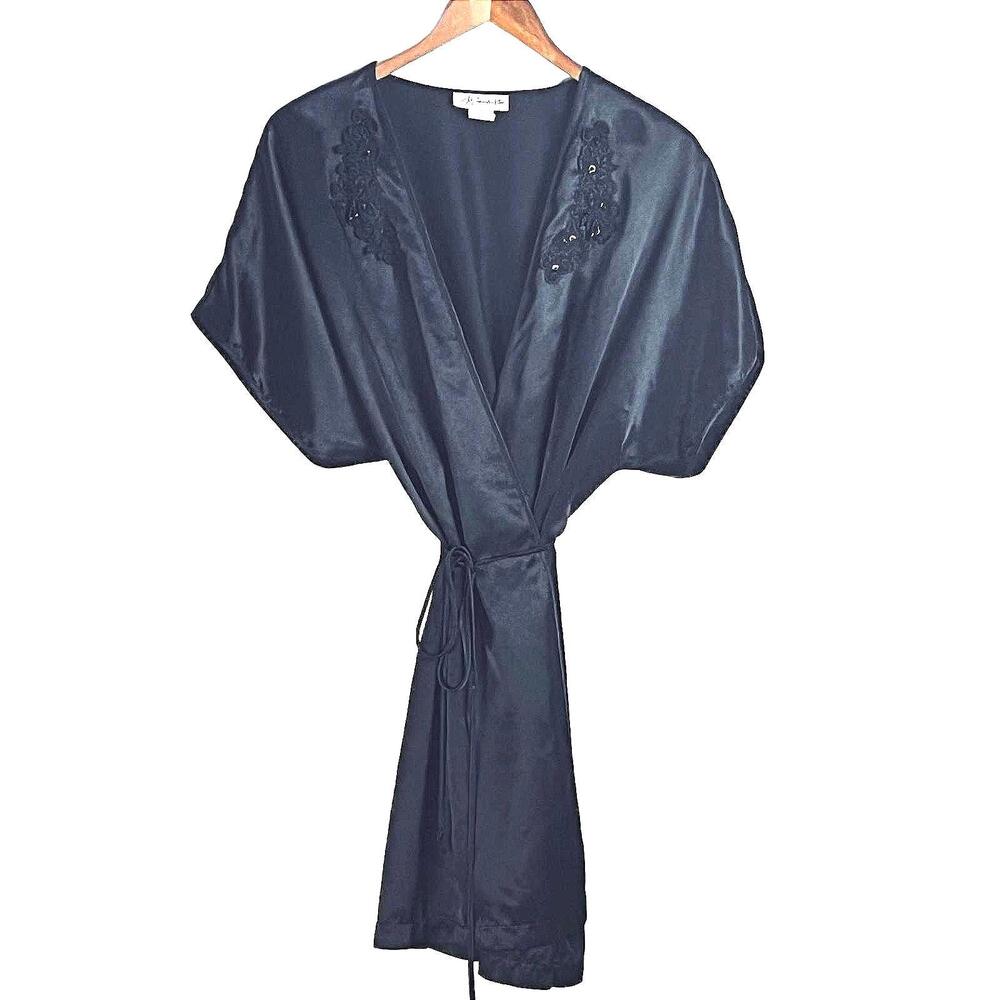 Vintage‎ 90s Black Satin Kimono by Intimate Affair